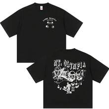 Mt Olympia Gym Fitness Pump Cover Vintage Grafik T-Shirt Herrenbekleidung Mode Baumwolle Kurzarm T-Shirts Unisex Streetwear - Schwarz - Übersicht 1