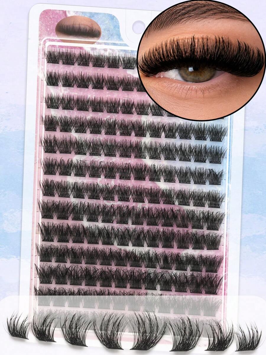 156 Clusters Large Capacity Fluffy Segmented False Eyelashes, Dense And Voluminous, Durable And Long-Lasting, Suitable For Beginners, Easy To Wear, Portable Makeup Essential, Valentine's Day Gift For Her - D - View 1