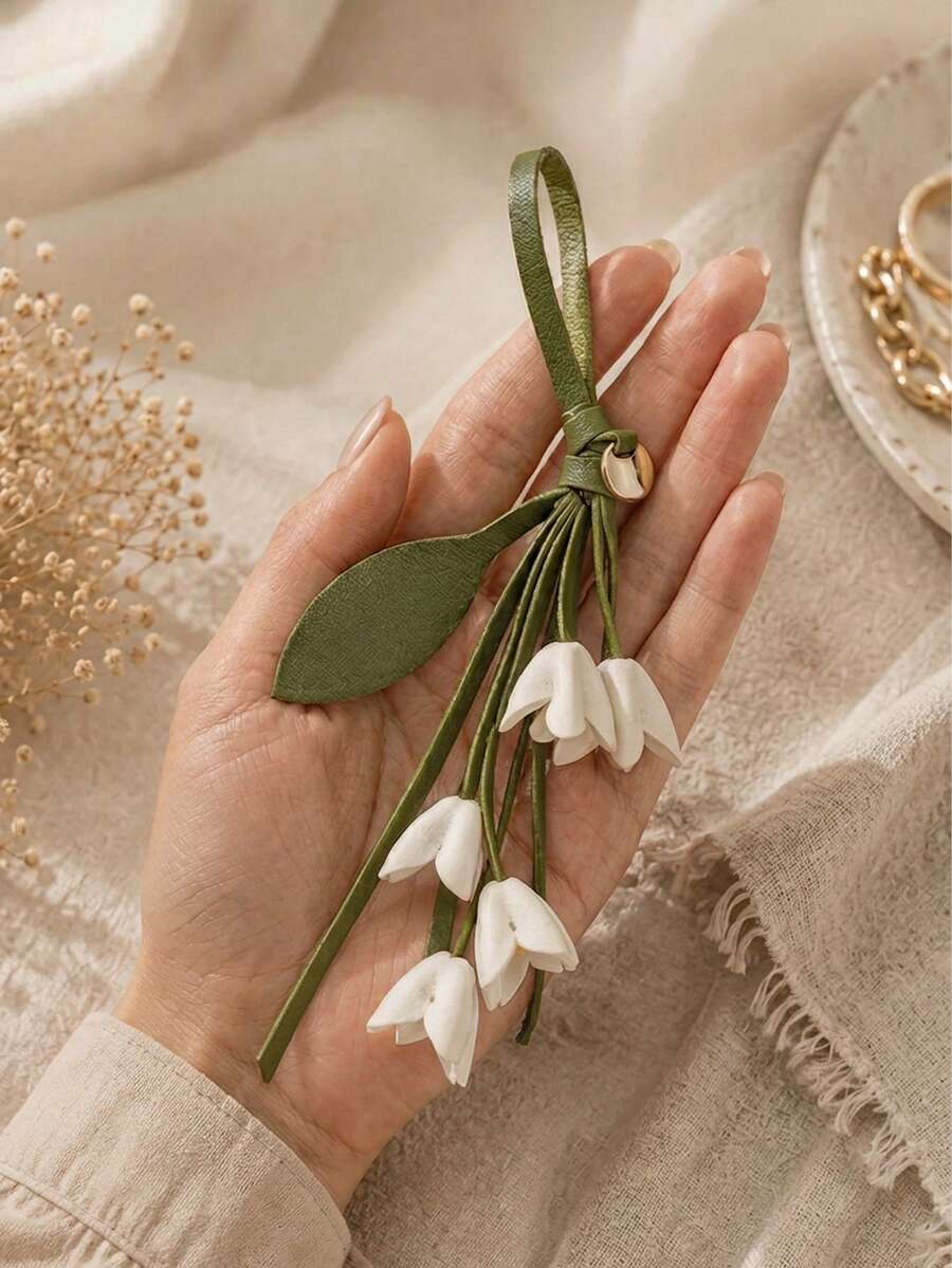 1pc Fashion PU Leather Flower Bag Charm, Women's Handbag Accessory, Exquisite Bridesmaid Gift, Suitable For Holidays Or Birthdays - Multicolor - View 1
