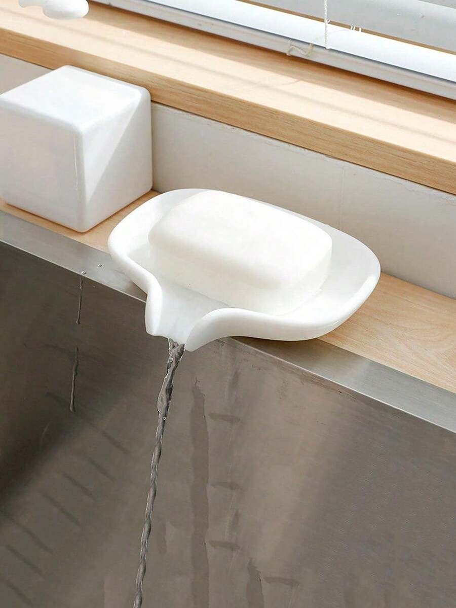 Haus Hana 1 件固体肥皂沥水盘,白色硅胶肥皂架,适用于浴室家居浴室装饰秋季装饰返校 - 白色 - 查看 1