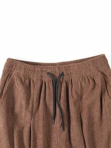 1pc Girls' Teen Versatile Corduroy Wide Leg Cargo Pants - Brown - View 8