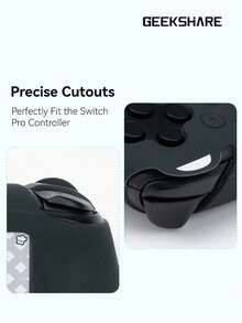 GeekShare 4件組熊耳矽膠保護套適用於Switch Pro，附2個拇指搖桿帽與1張貼紙 - 黑色 - 查看 6