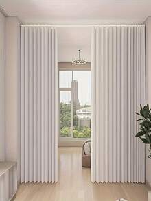Minimalist Foldable Room Divider Curtain Shower Curtain - Windproof, Foldable, With Hooks And Storage Ties, Modern Polyester Material, Suitable For Living Room/Bedroom/Kitchen, Multiple Colors And Sizes Available, Easy To Care, Pleated Design - Multicolor - View 8