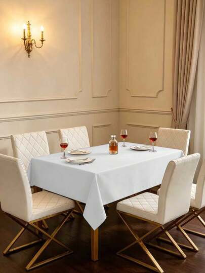 1pc Rectangular Tablecloth, Suitable For Buffet, Holiday Party, Dinner, Wedding And Baby Shower, Home Decor, Solid Color Tablecloth, Fabric