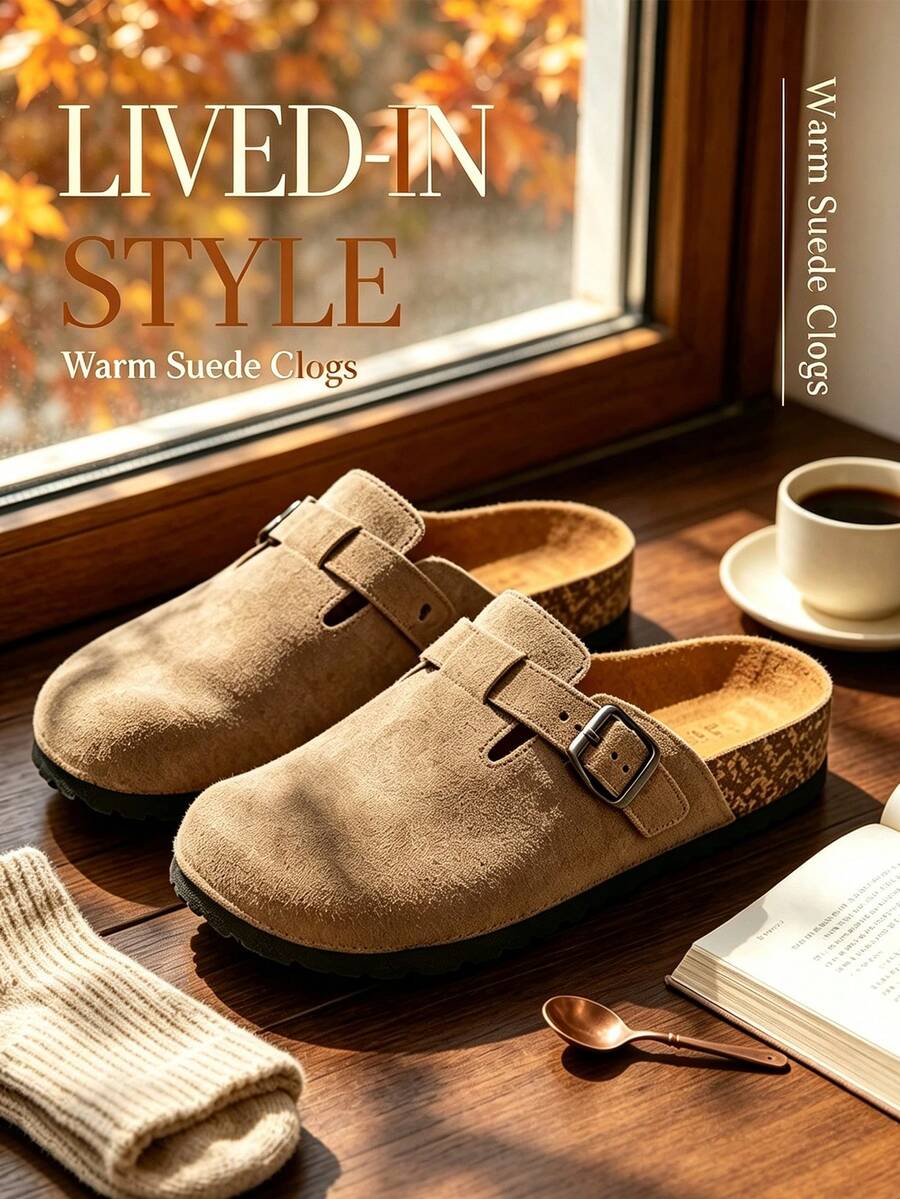 Men's Mule Shoes, Men's Retro Soft Cork Insole Sandals, Men's Slide Slippers With Arch Support, Classic Outdoor Slippers, Fashionable Solid Color House Shoes