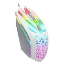 LIMEIDE Chuột chơi game USB có dây cho máy tính tại nhà, chuột gaming cạnh tranh phát sáng, đèn thở 7 màu, hiệu ứng nứt sáng - Xem 10