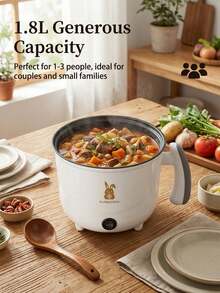 SMEGGEMS 2-Gear Portable Non-Stick Electric Hot Pot, Multi-Function Cooking Pot With Auto Shut-Off Function, Suitable For Home And Camping - White - View 1