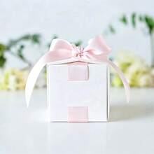 50pcs Square Blank Gift Boxes, White Color Boxes With Ribbon, Elegant Gift Boxes For Wedding, Birthday, Valentine's Day, Party Favors, Easy Assembly, Box Size: 6.5cm*6.5cm*6.5cm - View 7