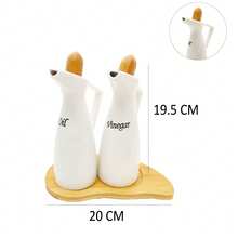 4Pcs/2Pcs White Ceramic Oil And Vinegar Dispenser Set With Bamboo Tray, Leak Proof Oil Cruet Bottle, Salt Pepper Shakers Kitchen Condiment Storage Kit For Dining Table Cooking,Salt & Pepper Shaker - Multicolor - View 13