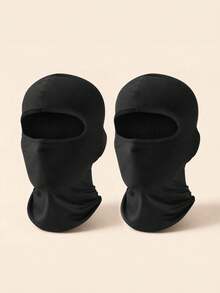 1pc/2pcs/3pcs Unisex Solid Color Printed Balaclava Headwear Set, Single Hole Full Face Mask For Cycling, Suitable For Daily Wear And Outdoor Activities - Multicolor - View 3