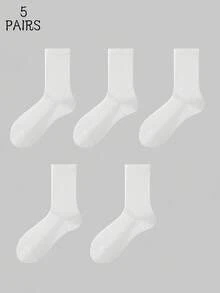 1/5/10 Paar Damen Lange Socken, Sommer Nahtlos Schwarz & Weiß Wadenhöhe Socken, Einfarbig Minimalistischer Stil, Vielseitig für verschiedene Anlässe - Verschiedenfarbig - Übersicht 12