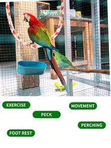 1pc Multi-Color Parrot Rope Climbing Perch, Soft Twisted Rope Bird Standing & Playing Accessory, Cage Training Toy, Suitable For Parrots And Small Birds, Easy To Clean, Expand Activity Space, Educational Pet Gift, Perfect For Easter, Spring Holidays, Birthday - Multicolor - View 5