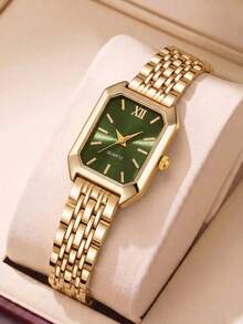 3pcs Fashion Women's Watches Classic Vintage Minimalist Square Dial Roman Numeral Markings Comfortable Alloy Band Elegant Women's Quartz Watch + 1pc Gift Ring Suitable For Daily Wear, Holiday Parties, Gatherings, Valentine's Day, Weddings, Anniversaries, Christmas And Other Occasions Or As The Best Holiday Gift For Family And Friends, Gift For Girlfriend - Multicolor - View 11