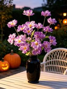 Living Room Decor 4-Head Water Lily 1 Stem Valentine's Day, Birthday, Halloween, Graduation Gift, Garden Decoration, Outdoor Plant Gardening, Artificial Flower - Purple - View 3