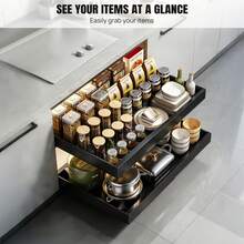 Rigogo 2 Pack Expandable Pull Out Cabinet Organiser, Adhesive Slide Out Drawers 32-53cm For Kitchen Pantry, No-Drill Installation With Strong Hold,Balck & Withe - View 6