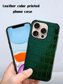 1 pieza Funda de teléfono de cuero con patrón de cocodrilo negro a prueba de golpes y caídas con diseño giratorio y artesanía de cuero compatible con iPhone 17/16/15/14/13/12/11/XR/7P/8P/XS Max/X/XS Galaxy - Verde esmeralda - View 5