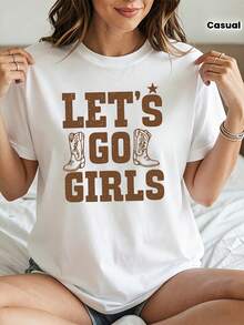 Damen-T-Shirt mit "Power Western"-Text, lässiger Rundhalsausschnitt für Damen, für Schwesterntreffen, Alltagsmode - Weiss - Übersicht 6
