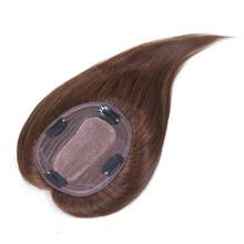 Huamn Hair Topper 12*13cm/4.5*5inch Clip In Hair Extensions Straight Toupee Silk Base Hairpiece With Bangs 3 Clips In Topper Seamless Topper Hairpiece For Thinning Hair Cover Bald Or White Hair Multicolor Color - S2 - View 5