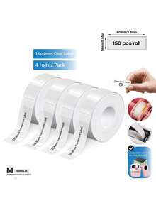 Marklife Clear Label Maker Tape, Thermal Transparent Label Paper, Self-Adhesive Labels Compatible With P50/P15/P12 Label Maker, 12X40mm (0.47" X 1.58") 180 Labels/Roll, 1 Roll, Black On Clear - View 18