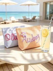 Custom Photo Linen Tote Bag & Makeup Bag Set, Large Capacity Portable Shopping Bag. Perfect For Daily Commute, Travel, Beach And Outdoor Use. - Multicolor - View 3