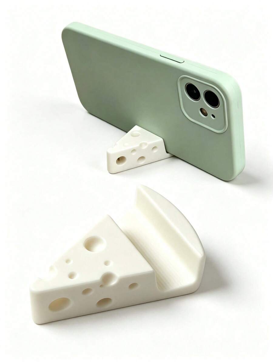 1pc Cheese Phone Stand, Portable Desktop Phone Holder With Key Chain Pendant, Multi-Functional Use, Can Be Used As A Pendant - Multicolor - View 1