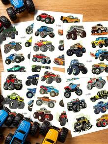 STARTTOOS 6pcs Glow-In-The-Dark Monster Racing Car Off-Road Vehicle Tattoo Stickers, Cool Sports Car Tattoo Set For Birthday Party Decoration - Multicolor - View 8
