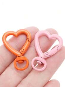 5/10/15/18/20/30pcs Colorful Rotating Heart-Shaped Lobster Clasp Hooks, Suitable For Bags, Dog Leashes, DIY Jewelry Making Accessories (Random Color) - Heart Shaped Keychain - View 5
