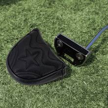 1pc Black Star Wave Quilted Mallet Putter Golf Club Head Cover, Durable PU Outer Shell, Plush Lining, Minimalist Embossed Design, Black Mallet Putter Head Cover - Multicolor - View 4