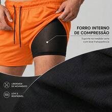 2-In-1 Double Sports Dry Fit Shorts With Pocket Gym Shorts Sports Shorts - Orange - View 4