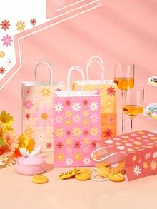 48/24/12Pcs Daisy Flower Paper Kraft Bags Birthday Gift Packing Bag Bride Shower Candy Favor Handbag Wedding Birthdar Party Favors - Multicolor - View 11