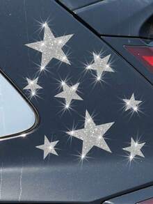 Stiker Decal Langit Berbintang Berkilau, Dekorasi Menarik untuk Bodi Mobil, Laptop, Kulkas, Sepeda Motor, Koper dengan Elemen Bintang yang Dapat Dipersonalisasi - Perak - View 2