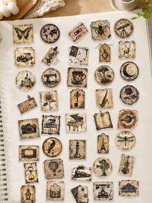 SCXXBSW 50pcs Vintage-Style PET Decorative Sticker Sheets, Suitable For Photo Albums, Books, Tablet Cases, Bicycles And Suitcases. These Versatile Stickers Are Ideal For Parties, Gifts, Rewards And Festive Presents. - A - View 7