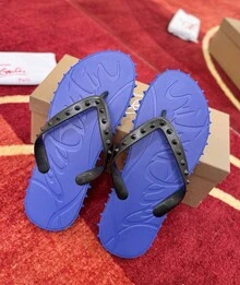 CL Explosion Red Rivet Sole Non-Slip Flat Heel Clip Foot Beach Sandals Outdoor Couples - 藍色 - 查看 4