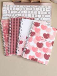 1pc A5 Spiral Notebook, Cute Cartoon Cover, 60 Lined Pages, Random Pattern, Back To School Student Supplies, First Day Of School - Multicolor - View 3