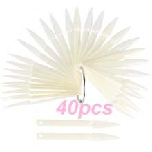 40pcs Clear Long Stiletto Nail Sticks, Transparent/White Nail Color Display Tips, Nail Gel Polish Sample Chart, Fan Nail Art Color Card For Nail Salon Manicure Display - White - View 15
