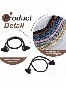 2pcs Magnetic Curtain Tie Backs, Curtain Tie Back Buckles, Curtain Fixing Hooks, Suitable For Home, Bedroom, Office Decoration Curtains - Cone Style - View 6