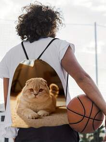 1pc Customized Photo Drawstring Backpack - Personalized Double-Sided Printed Drawstring Bag, Suitable For Gym, Sports Team, Beach, Travel And Daily Carry - Multicolor - View 3