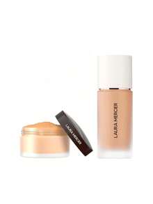 Laura Mercier [حزمة] مسحوق تفتيح سري لمنطقة تحت العينين 02 متوسط عميق 4.2 جم + كريم أساس مثالي خفيف الوزن مقاوم للماء 3W0 حجر رملي 30 مل - 02 متوسط العمق + 3W0 حجر رملي - مشاهدة 1