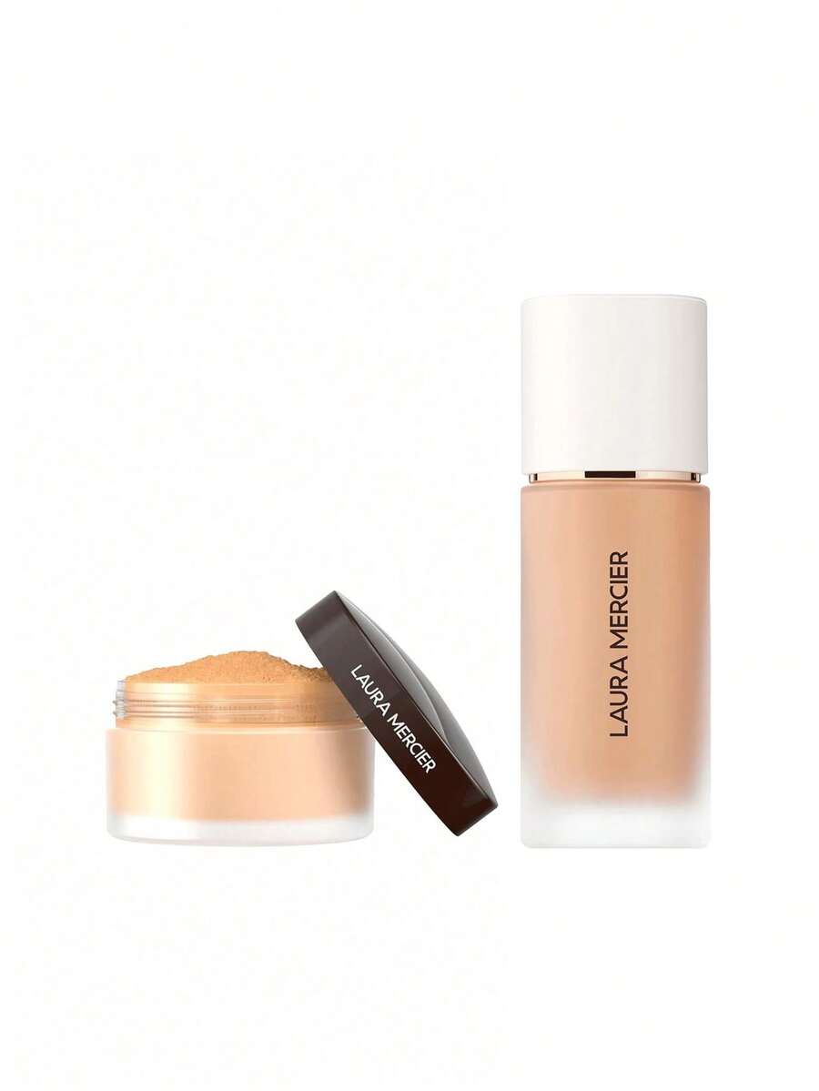 Laura Mercier [حزمة] مسحوق تفتيح سري لمنطقة تحت العينين 02 متوسط عميق 4.2 جم + كريم أساس مثالي خفيف الوزن مقاوم للماء 3W0 حجر رملي 30 مل - 02 متوسط العمق + 3W0 حجر رملي - مشاهدة 1