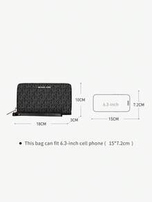 Michael Kors Dompet Ponsel Logo Khas Jet Set Ukuran Besar, Tas Pergelangan Tangan Kulit, Dompet Koin Modis, Cocok untuk Berbelanja, Dompet Hadiah untuk Wanita - Hitam - View 7
