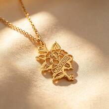 Hollow Rose Custom Name Necklace For Women 18K Gold Plated Stainless Steel Necklaces Personalized Flora Jewelry Birthday Gifts Female Daily Wear - Multicolor - View 6