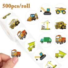 500PCS(1 Roll) 1 Inch Cartoon Car Stickers Suitable For Teachers, Adults, Parents, Classroom, School, Work, Study, Training, Back, First Day Of School - Multicolor - View 1