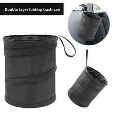 Foldable Hanging Multi-Function Car Storage Bucket, Outdoor Camping Chair Back Hanging Trash Can, Car Trash Can, Car Accessories, Mini Trash Can, Travel Cleaning, Picnic, Party Trash Can - Black - View 1