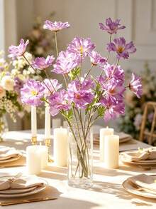 Living Room Decor 4-Head Water Lily 1 Stem Valentine's Day, Birthday, Halloween, Graduation Gift, Garden Decoration, Outdoor Plant Gardening, Artificial Flower - Purple - View 7