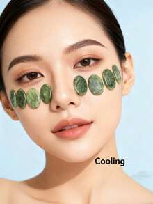 3pcs Hot & Cold Eye Massage Pads, 3*4cm Pink & Green, Facial Skincare - Multicolor - View 2