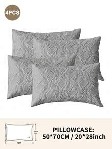 1/2/4pcs Waterproof Quilted Floral Embossed Pillowcase Protector, Soft Polyester Pillowcase With TPU Backing, Breathable Water-Repellent Pillowcase, Machine Washable Easy Care Bedroom Bedding, Standard/Queen/King Size - Grey - View 15