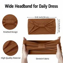 Set Of 4 Elegant Bohemian-Style Wide Headbands – Solid Color Stretchy Winter Headbands – Non-Slip Sports Headbands - Multicolor - View 5
