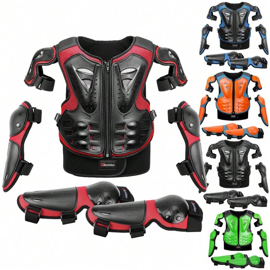 1 Set Armadura de Motocicleta Armadura Corporal de Motocicleta Todoterreno Armadura de Motocicleta Protector de Codo y Rodilla Deportes al Aire Libre Protector de Espalda y Pecho Accesorios de Protección de Motocicleta Elementos Esenciales para Montar Regalos para Mujeres Hombres y Motociclistas