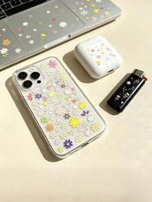 1pc Macaron Multicolor Daisy Heart Butterfly Stickers, Colorful Small Flower Heart Shape Butterfly Waterproof Self-Adhesive Decals For Laptop, Phone Case, Tablet, Digital Product Shell, Soft Style Decorative Sticker Material - Colorful Little Flower Hearts - View 2