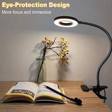 LED Lighted Magnifying Glass Clip On Desk Lamp With Flexible Adjustable Metal Support Arm, Illuminated Clamp Magnifying Lamp For Close Work, Reading, DIY, Craft, Painting, Sewing, Jewelry Repair And Esthetician Hobby Use. - 1 - View 3